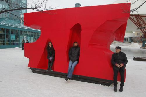 Warming Huts.HOTHUT - The University of Manitoba Faculty of Architecture. Karen Shanski.  Gordon Yiu, Eduardo Aquino.  January 26, 2012 BORIS MINKEVICH / WINNIPEG FREE PRESS