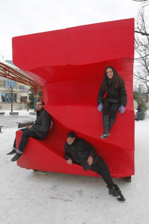 Warming Huts. HOTHUT - The University of Manitoba Faculty of Architecture. Johnathan Granke, Eduardo Aquino, and Karen Shanski.  January 26, 2012 BORIS MINKEVICH / WINNIPEG FREE PRESS