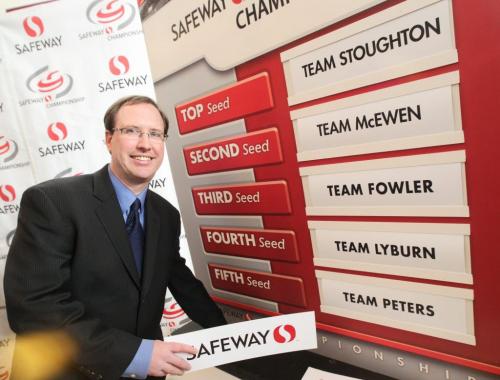John Graham from Safeway reveals the top five seeds of the upcoming Manitoba curling 2012 Safeway Championship to be held in Dauphin, MB.  120131 Mike Deal / Winnipeg Free Press