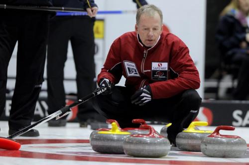 2012 Safeway Championship. Manitoba Men's Curling Championship in Dauphin, Manitoba. Vic Peters in his first match Wednesday afternoon. February 8, 2012 BORIS MINKEVICH / WINNIPEG FREE PRESS