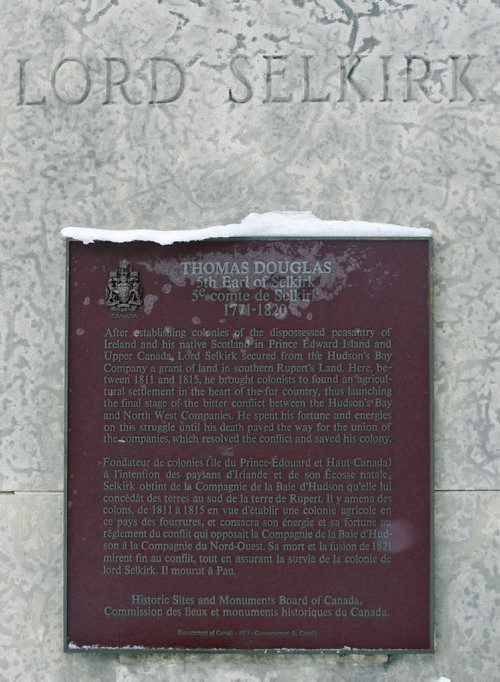 Xtra Dave Connors  story - Lord Selkirk Monument at  Memorial Blvd , just north of the WAG KEN GIGLIOTTI /  WINNIPEG FREE PRESS /  Feb. 16 2012