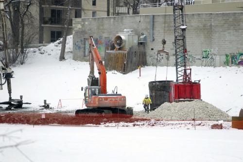 Some shore work being done on the Assiniboine River near the end of Hugo Street N.  February 23, 2012  BORIS MINKEVICH / WINNIPEG FREE PRESS