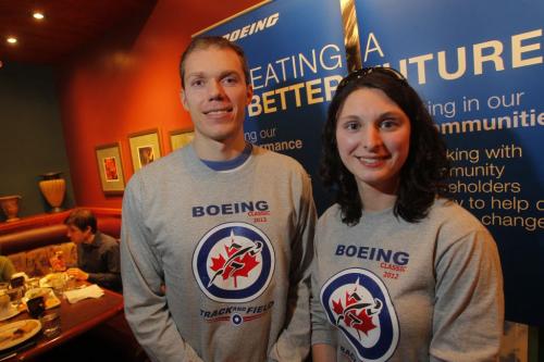 Boeing Classic athletes Nathan Vadeboncoeur and Victoria Dressler pose for a photo. February 29, 2012  BORIS MINKEVICH / WINNIPEG FREE PRESS