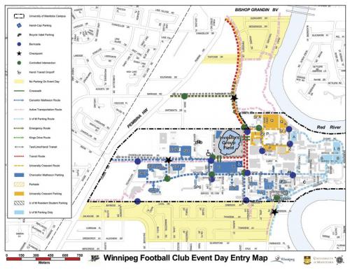 Winnipeg - The new Stadium Parking Plan Map 2012. Winnipeg Football Club Event Day Entry Map