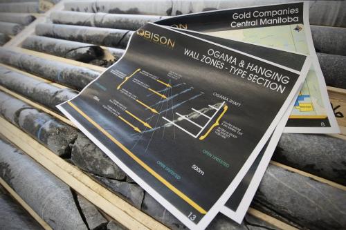 February 24, 2012 - 120224  -  Diagrams of the Ogama-Rockland Project for Bison Gold Resources sit on drill cores Friday February 24, 2012.    John Woods / Winnipeg Free Press
