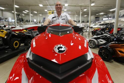 Dave Amey, marketing manager Enns Brothers Powersports photographed in their showroom on Thursday, March 8, 2012. (John Woods / Winnipeg Free Press)