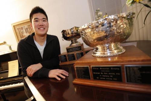 March 11, 2012 - 120311  -  Tony Zhou, photographed in his home Sunday, March 11, 2012, won the Aikens Memorial Trophy in the Winnipeg Musical Festival.    John Woods / Winnipeg Free Press