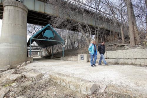 The River Trail at the Forks. Beryth Strong and Don Barnard enjoy a lunch time stroll on the trail. March 14, 2012  BORIS MINKEVICH / WINNIPEG FREE PRESS