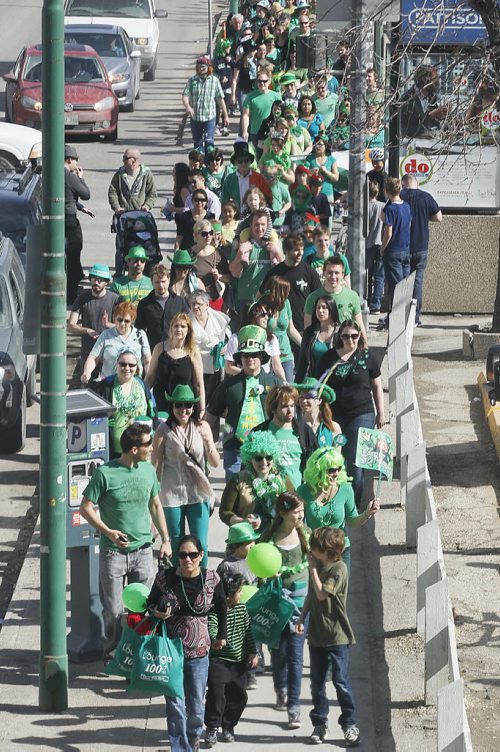 March 17, 2012 - 120317  -  About six hundred people took part in the first St. Patrick's Day parade in Winnipeg Saturday March 17, 2012.    John Woods / Winnipeg Free Press