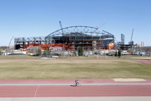 The new stadium being built at the University of Manitoba. General shots of the state of construction from the outside.  March 22, 2012  BORIS MINKEVICH / WINNIPEG FREE PRESS. Investors Group Field stadium.
