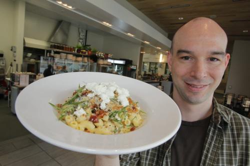 75th year anniversary of the invention of Kraft dinner story by Dave Sanderson. Elements the Restaurant serves up mac and cheese with bacon. Manager Drew Pelton in photo.  March 23, 2012  BORIS MINKEVICH / WINNIPEG FREE PRESS