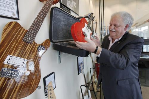 April 1, 2012 - 120401  -  Earl Barish, president and ceo of Salisbury House, is photographed with Manitoba music memorabilia at his new restaurant at Pembina and Shaftsbury Sunday April 1, 2012. The restaurant is opening Monday morning. John Woods / Winnipeg Free Press