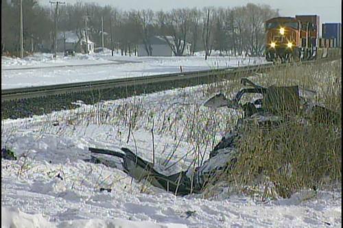 GLOBAL TV - train collision - fatal accident in La Broquerie Saturday February 03/2007  winnipeg free press