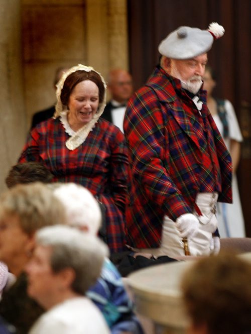 "Re-enactors Judy and Barry McPhderson wear their "Sunday Best Tartan" at  the Mb Legislature Thursday afternoon to mark "Tartan" Day. See release..... April5, 2012 - (Phil Hossack / Winnipeg Free Press)