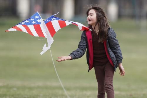 April 7, 2012 - 120407 - Nevaeh Grande (6)launches her kite in Kildonan Park Saturday April 7, 2012. Grande was out flying kites with her siblings, father and grandfather. John Woods / Winnipeg Free Press