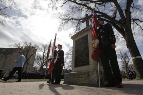 April 7, 2012 - 120407 - Winnipeg Army Cadets were on hand at the annual Battle of Vimy Ridge memorial ceremony at Vimy Ridge Park Saturday April 7, 2012.    John Woods / Winnipeg Free Press
