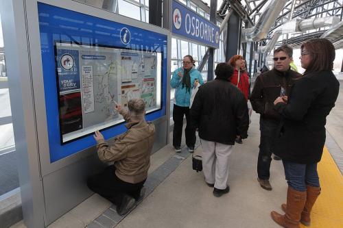 April 8, 2012 - 120408  -  Winnipeggers use the new rapid transit route that opened up today Sunday April 8, 2012.    John Woods / Winnipeg Free Press