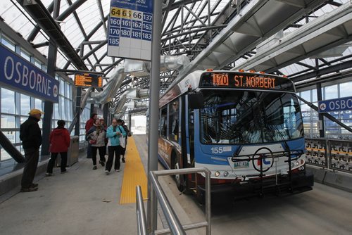 April 8, 2012 - 120408  -  Winnipeggers use the new rapid transit route that opened up today Sunday April 8, 2012.    John Woods / Winnipeg Free Press