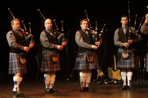 Members of the St. Andrew's Society Pipe Band, performing during Highland Dreams, a concert at the Franco-Manitoban Cultural Centre, Saturday, April 14, 2012. (TREVOR HAGAN/WINNIPEG FREE PRESS) - for UK FYI