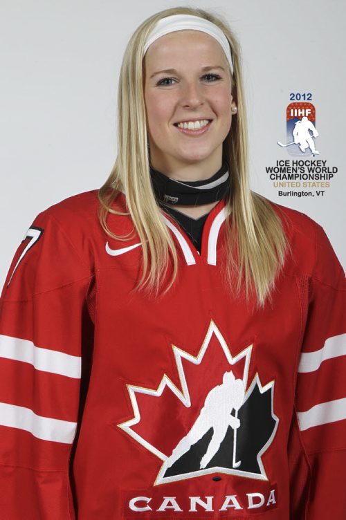 Burlington, USA - April 9: Team Canada's Bailey Bram #17 - 2012 IIHF World Women's Championship. (Photo by Andre Ringuette/HHOF-IIHF Images)