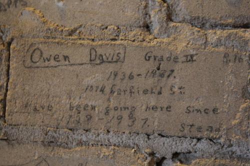 Principal Sparling School - up in the bell tower where grads used to sign a brick on their way out. An old one April 19, 2012  BORIS MINKEVICH / WINNIPEG FREE PRESS