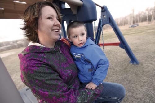 April 23, 2012 - 120423  -  Stephanie Cochrane and her three year old son Ronin are photographed in Fisher River Monday April 23, 2012. On April 11 Ronin was allowed to wander out of his daycare unattended and walk more than half a kilometre to his mother's work. John Woods / Winnipeg Free Press