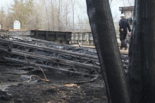 April 24, 2012 - 120424  - Fire investigators and police were on scene of a stored boat dock fire at The Forks Tuesday April 24, 2012.    John Woods / Winnipeg Free Press