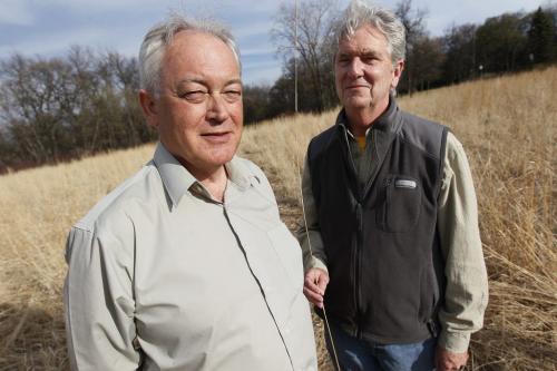 April 24, 2012 - 120424  - Allan Barry (L) and Hugh Penwarden volunteers with the Wildwood Heritage and Conservation Committee are photographed in Wildwood areas where their organization has planted natural plants and grasses Tuesday April 24, 2012.    John Woods / Winnipeg Free Press