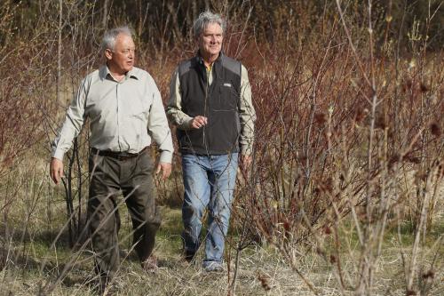 April 24, 2012 - 120424  - Allan Barry (L) and Hugh Penwarden volunteers with the Wildwood Heritage and Conservation Committee are photographed in Wildwood areas where their organization has planted natural plants and grasses Tuesday April 24, 2012.    John Woods / Winnipeg Free Press