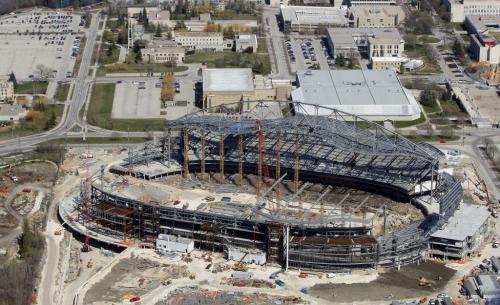 Aerial photos of the new Investors Group Field. The Stadium is being built at the University of Manitoba. April 26, 2012  BORIS MINKEVICH / WINNIPEG FREE PRESS