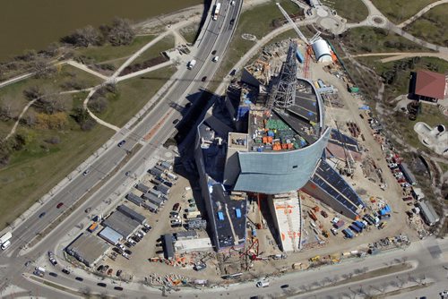 Aerial photos of the new Human Rights Museum construction. April 26, 2012  BORIS MINKEVICH / WINNIPEG FREE PRESS CMHR