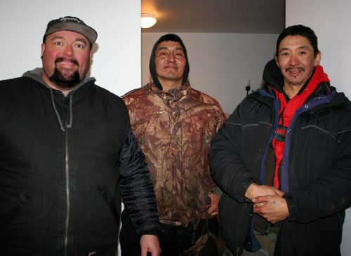 Willy, left to right, with Joseph John (JoJo) Thorassie, and Peter Duck following a day of hunting in the subarctic north. 2012 Paul Williamson / Winnipeg Free Press