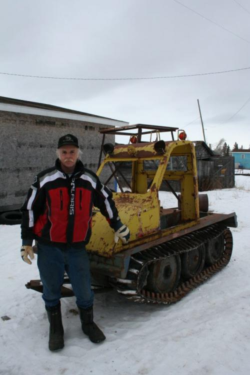 Arnold Clark with his vintage Bombardier. It was once used to clear snow on Winnipeg sidewalks. 2012 Paul Williamson / Winnipeg Free Press