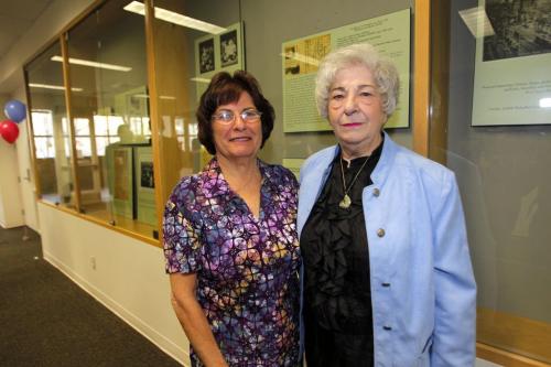 Judith Lavitt and Miriam Feierstein pose fora photo at the downtown library gallery.(from press release) The Winnipeg Chinese Cultural and Community Centre in partnership with the Canadian Museum for Human Rights, Friends of the Canadian Museum for Human Rights and BNai Brith Canada are pleased to announce the opening of the Winnipeg Shanghai Connection II. The exhibition will trace the memories of two Jewish Winnipeggers who lived as refugees in China.. May 2, 2012  BORIS MINKEVICH / WINNIPEG FREE PRESS