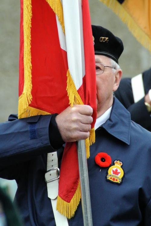 Veteran Ken Arsenault who served in the RCA and 3RCHA Artillery from 1956-1995, stands at attention during the ceremonies. Veterans take part in the annual Decoration Day Service Parade at the Memorial Boulevard Cenotaph.  120506 May 06, 2012 Mike Deal / Winnipeg Free Press