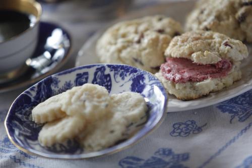 May 7, 2012 - 120507  -  Biscones with strawberry jam butter and Lavender Shortbread  photographed Monday May 7, 2012.    John Woods / Winnipeg Free Press   R: Mother's Day Food Front - afternoon tea