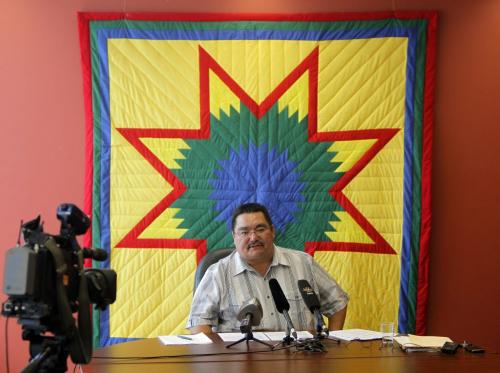 Chief Glenn Hudson of Peguis First Nation responds to allegations of inappropriate spending of emergency flood monies in recent media reports at press conference today, Wednesday, May 9, 2012 at 1:00 pm at the Peguis First Nation Sub Office, 16th Floor, 275 Portage Ave. Winnipeg, MB.  May 9, 2012  BORIS MINKEVICH / WINNIPEG FREE PRESS