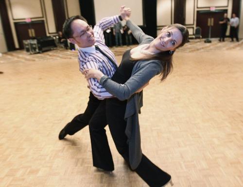 May 8, 2012 - 120508  -  Susan Auch rehearses with dance instructor Horace Luong at the dress rehearsal of the Dancing With Celebrities show at the Lombard Tuesday May 8, 2012. Local Winnipeg celebrities are dancing to raise funds for the SMD Foundation. John Woods / Winnipeg Free Press  Re: Doug Speirs