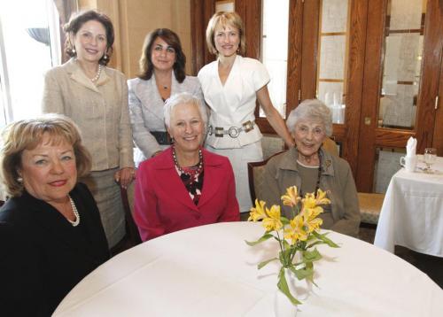 Members of the Women's Endowment Fund gather for their annual luncheon at the Fort Garry Hotel on Thursday. Back Row, l-r: Karyn Lazareck (one of the original founders of WEF), Susan Rykiss (Co-Chair WEF Committee), and Jane Rabb (Co-Chair WEF Committee). Front Row, l-r: Marsha Cowan (CEO of Jewish Foundation of Manitoba), Lillian Neaman (WEF founder), and Myrna Levin (WEF founder). May 10, 2012. SARAH O. SWENSON / WINNIPEG FREE PRESS
