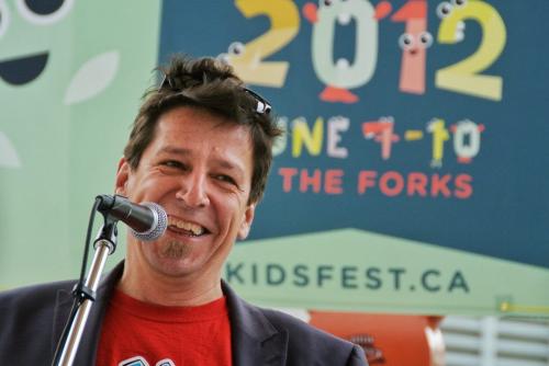 Neal Rempel, Executive Producer of the Winnipeg International Children's Festival, introduces some of VIP's during the Heroes of the Kidfest press conference at the Forks. The Kidsfest is celebrating its 30th year by highlighting longstanding supporters and organizers.  120516 May 16, 2012 Mike Deal / Winnipeg Free Press