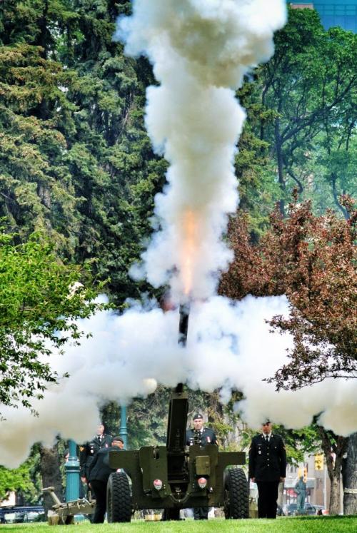 Canons were fired on the grounds if the Manitoba Legislature at 12-noon to celebrate Queen Victoria Day, Monday, May 21, 2012.   120521 May 21, 2012 Mike Deal / Winnipeg Free Press
