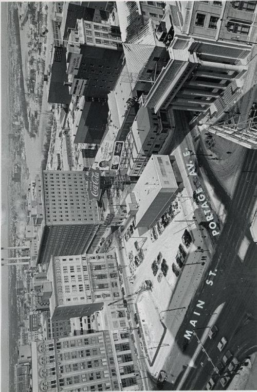 Winnipeg Free Press Archives Portage Avenue and Main Street PortageMain In 1967 construction begins on the future site of the Richardson Building at Portage and Main. The building when finished in 1969 will stand 407 feet tall (124.1 m) and have 34 floors.