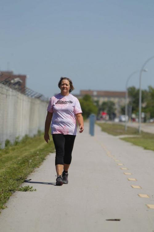 Cheryl Funk lost 50 pounds by training for the upcoming Challenge for Life walk for cancer. Shamona Harnett story. May 31,  2012  BORIS MINKEVICH / WINNIPEG FREE PRESS