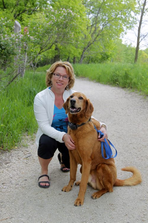 Photo of artist Cindy Dyson at her favourite place  Bois-des-Esprits, part of the Seine River Greenway, with her dog named Dudley. June 1, 2012  BORIS MINKEVICH / WINNIPEG FREE PRESS