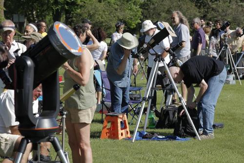June 5, 2012 - 120605  -  Star gazers watch Venus cross against the sun at Assiniboine Park Tuesday June 5, 2012. The next time this will happen is in the next century. John Woods / Winnipeg Free Press