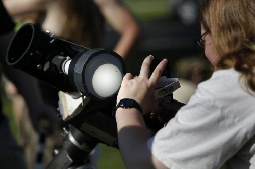 June 5, 2012 - 120605  -  A star gazer photographs as projection of Venus as it crosses against the sun at Assiniboine Park Tuesday June 5, 2012. The next time this will happen is in the next century. John Woods / Winnipeg Free Press