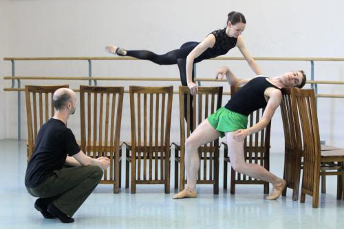 Q Dance. Royal Winnipeg Ballet. Jo-Ann Sundermeier and Harrison James practice while choreographer Peter Quanz coaches them. June 5, 2012  BORIS MINKEVICH / WINNIPEG FREE PRESS