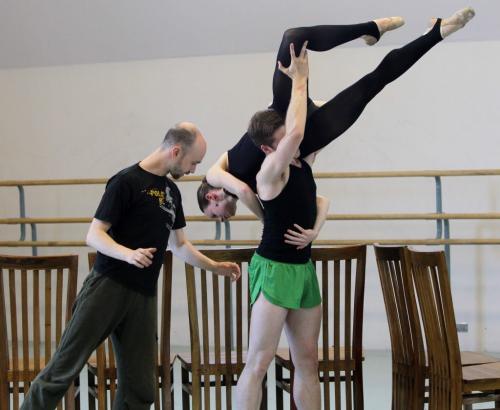 Q Dance. Royal Winnipeg Ballet. Jo-Ann Sundermeier and Harrison James practice while choreographer Peter Quanz coaches them. June 5, 2012  BORIS MINKEVICH / WINNIPEG FREE PRESS