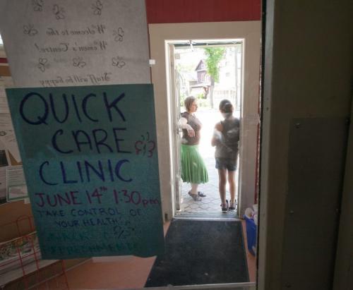 Drop-in coordinator Jessica Lambrecht stops to talk to a teen who just prior to its closing for lunch. 060612 - June 6, 2012 (story by Randy Turner) Melissa Tait / Winnipeg Free Press