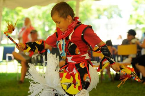 6-year old Ojibwe Grass Dancer, Alexander Lewis performs at the family and culture day at Marymound School. The event was held to honour Aboriginal heritage had a pow wow, entertainment, a free BBQ and feast, pony rides, and arts and crafts on June 6th, 2012. Cole Breiland / WInnipeg Free Press) WInnipeg Free Press
